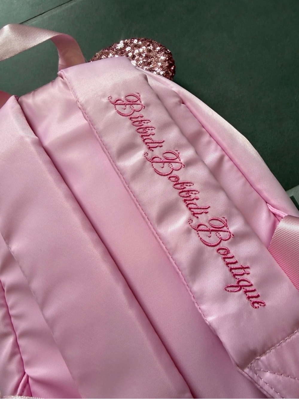 Disney Cruise Bibbity Boppity Pink Sequin Kids Backpack with Minnie Mouse Ears - Picture 3 of 3